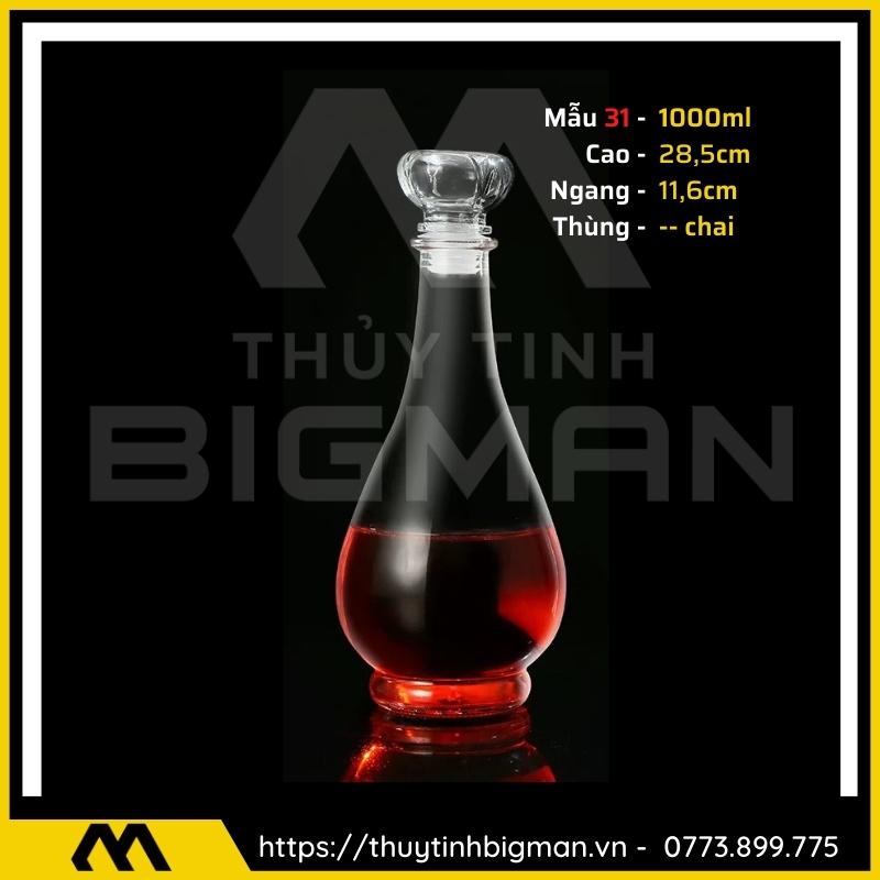 thuy tinh bigman - Chai thủy tinh đựng rượu - Vỏ chai rượu đẹp mẫu 31
