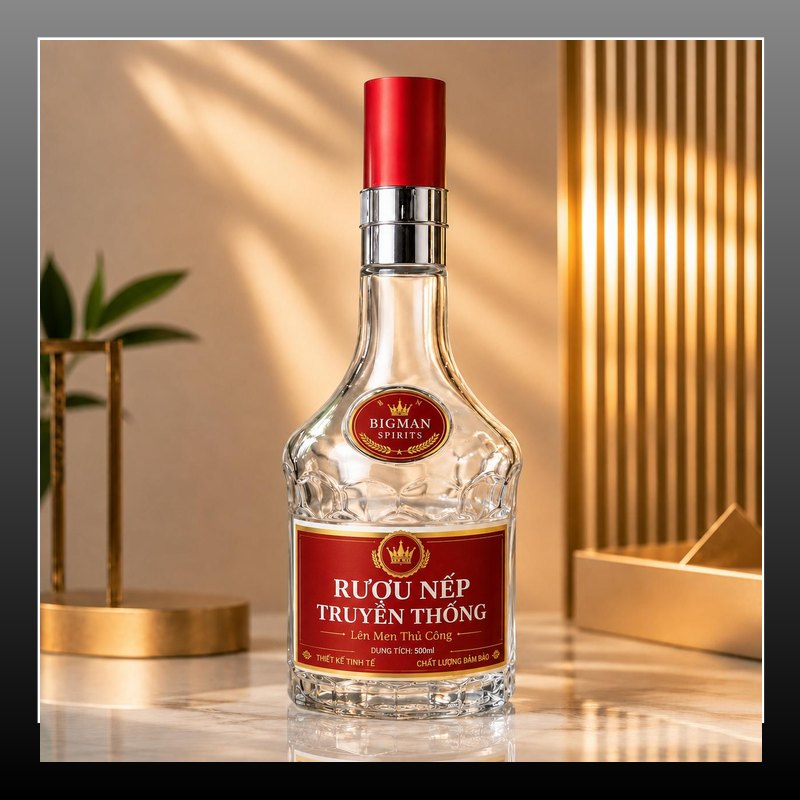 Thủy tinh Bigman - Chai thủy tinh mẫu mới 2026 - Vỏ chai rượu mới nhất mẫu 17