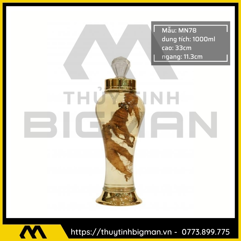 Thủy tinh bigman - Bình sâm Hàn Quốc mẫu 66